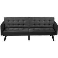 Furnify Schlafsofa ARON 186 cm aus Kunstleder Klappsofa mit Schlaffunktion, Kompakt und platzsparend mit abnehmbaren Armlehnen schwarz