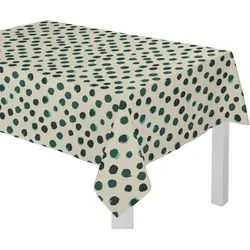 Tischdecke ADAM "Dots", grün (natur, dunkelgrün), B:220cm L:130cm, Bio-Baumwolle, Leinen, Tischdecken, nachhaltig aus Bio-Baumwolle,Made in Germany