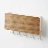 Ymyny - Briefhalter Aus Holz Und Schlüsselkasten, Schlüsselhalter Mit Haken Ohne Loch, Wandmontage, Briefhalter Aus Holz, 5 Holzhaken Mit Fünf Kunststoffhaken Zum Kombinieren Von Briefordnern Mit Schlüsselhak