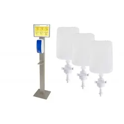 Blanc HYGIENIC SET: Desinfektionsspender SENSOR Cosmos +Bodenständer Edelstahl +Infotafel +3x 1-Liter Hautdesinfektion +prof. Hygieneplan