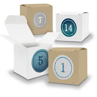 Adventskalender zum Füllen 24x Würfel WEISS BRAUN 650mm u Stickerbogen V06 Z01