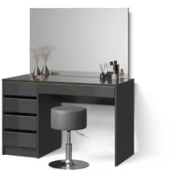 Livinity® Schminktisch-Set, Schwarz, Gold, Holzwerkstoff, 5 Fächer, 5 Schubladen,