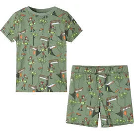 vidaXL Kinderpyjama mit Kurzen Ärmeln Hellkhaki 92