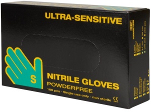 Boisen Ultra Sensitiv Nitrilhandschuhe, blau, Unsterile & puderfreie Untersuchungshandschuhe, 1 Packung = 100 Stück, S