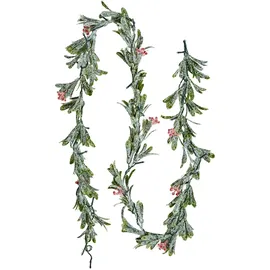 Vevor Weihnachtsgirlande, 2 m, realistisches Grün, Tannengirlande, dekoriert mit Weinreben, Olivenblättern & Beeren, immergrüne Kunstgirlanden mit Lichterkette, Weihnachtsdeko für Kaminsims