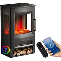 INMOZATA Elektrokamin mit Heizung 900/1800W Panorama-Sichtfenster Elektrischer Kamin mit 7 Flammenfarben, Einstellbarer Thermostat, APP & Fernbedienung, 45° Kippschutz & Überhitzungsschutz