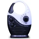 Wasserdichtes Duschradio, tragbares Mini-AM-FM-Duschradio mit einstellbarer Lautstärke, Radio mit Griff oben, geeignet für Dusche/Nachttisch/Garage,