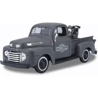 MAISTO 32185 - Ford F1 Pick-Up '48 & Harley WLA Flathead '42 schwarz 1:24