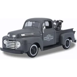 MAISTO 32185 - Ford F1 Pick-Up '48 & Harley WLA Flathead '42 schwarz 1:24
