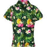 King Kameha Hawaii-Bluse Pineapple Flowers Petrol XL
