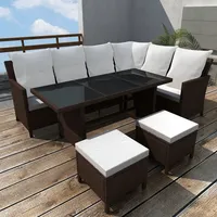 vidaXL Polyrattan Lounge-Set mit Auflagen 4-tlg. braun 43095
