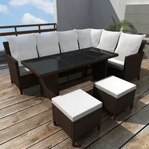 vidaXL Polyrattan Lounge-Set mit Auflagen 4-tlg. braun 43095