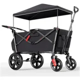 LuxusKollektion Bollerwagen Bollerwagen 2 Kinder faltbar Sicherheitsgurt Fußbremse Schwarz schwarz