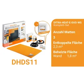 Schlüter Systems DITRA-HEAT-E-DUO-WS Beheizung und Temperaturregler - Komplett-Set Wand entkoppelte Fläche 2,3 m2 / beheizte Fläche 1,8 m2