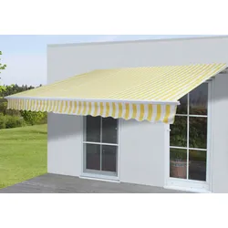 Mendler Alu-Markise T790, Gelenkarmmarkise Sonnenschutz 4x3m ~ Acryl Gelb/Weiß