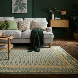 Teppich FLAIR RUGS "MARA JUTE", grün, B:120cm H:1mm L:170cm, Baumwolle, Jute, Teppiche, Gewebter Jute-Bordürenteppich