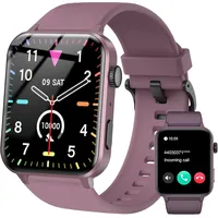 IOWODO Smartwatch Damen Herren 1,85 Zoll Uhren Fitnessuhr Sportuhr mit Schrittzähler Herzfrequenzmonitor Schlafmonitor Fitness Tracker Wasserdicht Lila Bluetooth Anrufe Smart Watch für iOS Android