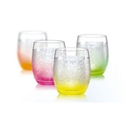 Crystalex Becher Neon Frozen 300 ml 4er Set, Kristallglas, mehrfarbig, Neonfarbig, Kristallglas, Kristallglas besprüht gelb|grün|orange|rosa|weiß