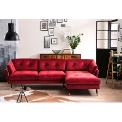 Ecksofa TRENDS BY HG "Japan L-Form", rot, B:270cm H:84cm T:155cm, Sofas, mit Fuß in Holz-Metallkombination, Recamiere rechts oder links