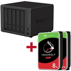 Synology DiskStation DS1522+ 5 Einschübe NAS-Server Leergehäuse + 2x Seagate Ironwolf SATA 3.5" HDD 8TB Festplatte