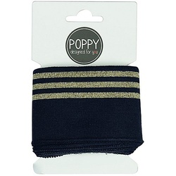 Poppy Strickbündchen "Glitzer-Streifen", dunkelblau/gold, 1,35 m