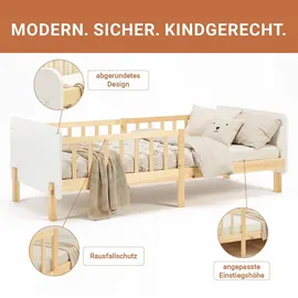 Homestyle4u Kinderbett 2604 90 x 200 cm Kiefer massiv weiß