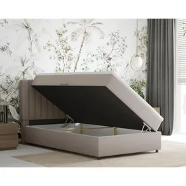 panda möbel Boxspringbett 120x200 EVEREST, mit Topper, mit Bettkästen, Einzelbett, Dunkelbeige, Panda Möbel - Beige