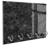 DEQORI Schlüsselbrett 'Dunkle Steinstruktur', (1 St), Schlüsselhalter Schlüssel Haken Schlüsselboard modern Schlüsselleiste schwarz