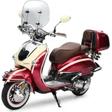 Burnout Motorroller Retro EasyCruiser Artemis Rot Beige 50ccm 45 kmh Moped Scooter