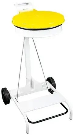 Müllsackständer Orgavente Contimobile fahrbar 110 L gelb Abfallbehälter mit Deckel und Fußpedal, HACCP konform