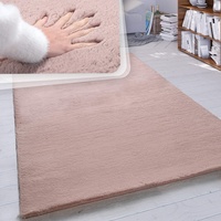 Paco Home Hochflor Teppich Wohnzimmer Schlafzimmer Shaggy Modern Flauschiger Fellteppich Weich Fell Imitat Kunstfell Einfarbig, Grösse:100x200 cm, Farbe:Pink