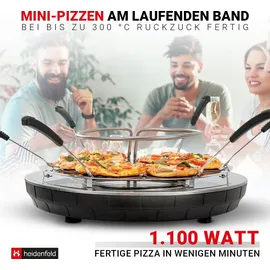 Heidenfeld Mini-Pizzaofen Pizzachef, Pizzadom für 6 Personen, Terrakotta-Kuppel, 1.100 Watt