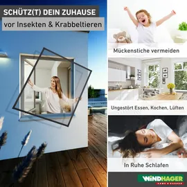 WINDHAGER Insektenschutz Rahmen Fenster Expert 140 x 150 cm Schwarz