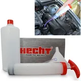Hecht Ölabsaugpumpe Absaugspritze Ölwechsel Set mit Füllstandsanzeige, Schlauch, Filter, Auffangbehälter weiß