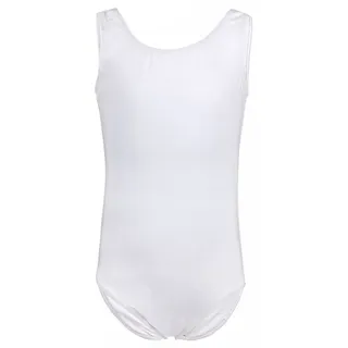 tanzmuster Body Ballettbody Lissy aus weicher Baumwolle ärmelloses Trikot fürs Kinder Ballett weiß 92/98