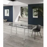 Stones Tommy - Ausziehbarer Tisch (140/200 x 80 cm) aus weißem gehärtetem Glas