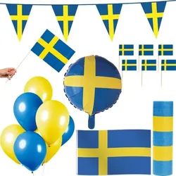Schweden Party Deko Set 74 tlg. Partyset blau gelb Partydeko