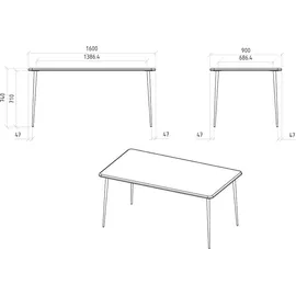 Lomadox Esszimmer Set 2-teilig Esstisch 180x80 cm in Eiche massiv geölt, KABALA-165 - Braun