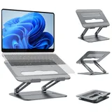 BRAIDOL Laptoptisch Laptoptisch, Laptop Ständer,Höhenverstellba Belüfteter Laptophalter (Notebook Stand Kompatibel für Laptop (11-17.3 Zoll), 1er Set, aus Aluminiumlegierungsmaterial), robust und langlebig,Verstellbare Höhe, faltbarer, leicht zu tragen grau