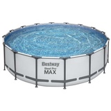 BESTWAY Steel Pro Max Frame Pool Set 488 x 122 cm lichtgrau inkl. Filterpumpe + Zubehör