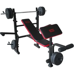 MOTIVE FITNESS by U.N.O. Hantelbank »Bronx«, (Set, mit Langhantelstange) MOTIVE FITNESS by U.N.O. schwarz/rot