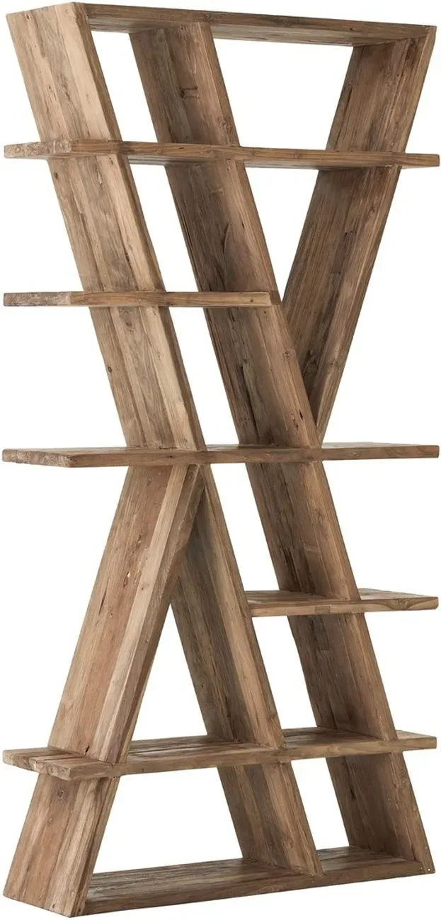 Regal Zorro aus Teakholz, massiver Stil, natur, 9 Fächer, Must Living, 100x30x200 cm