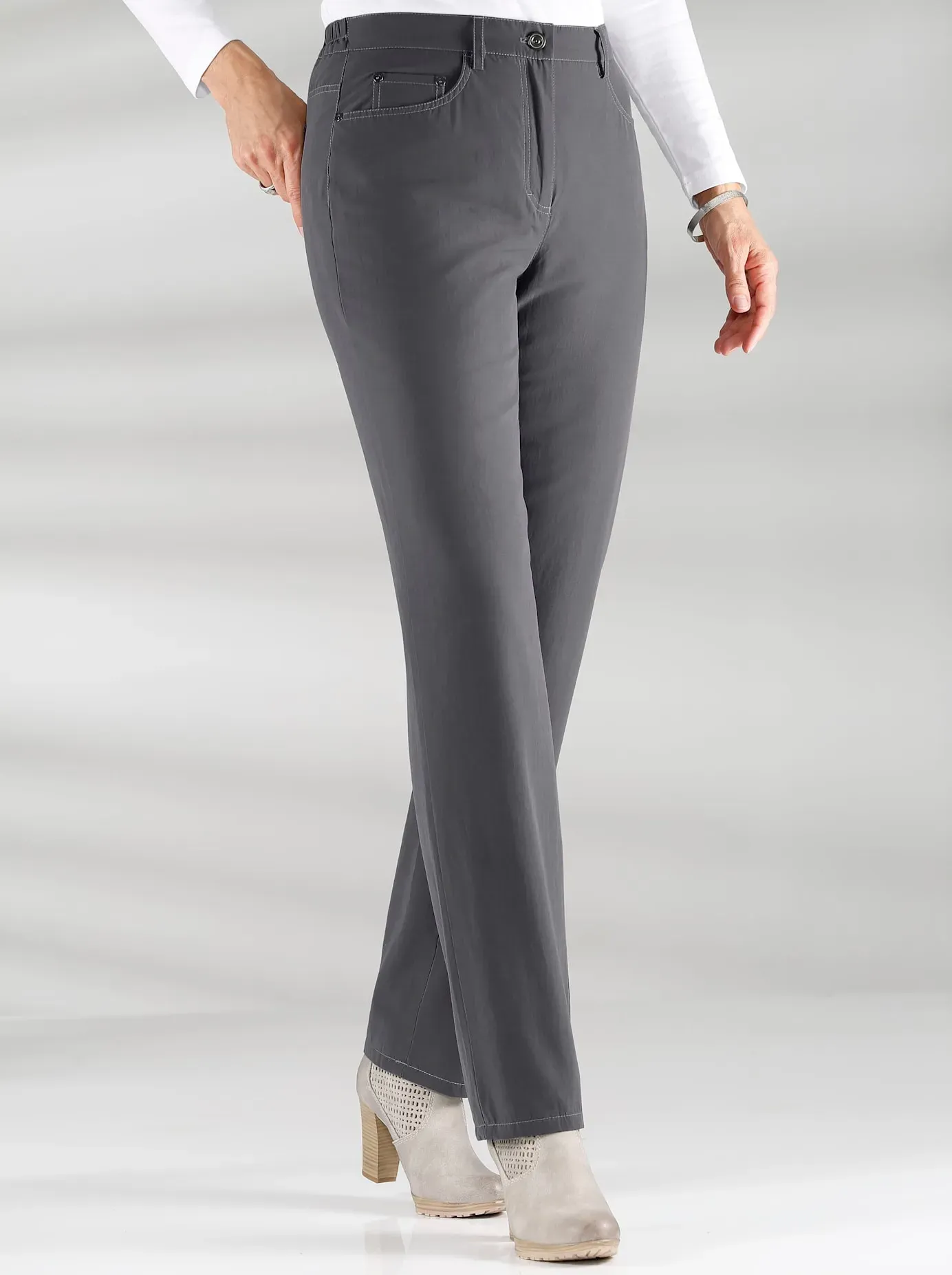 Thermohose COSMA, Damen, Gr. 245, Extrakurzgrößen, grau, 55% Polyester, 45% Baumwolle, unifarben, lang, Hosen Thermohose