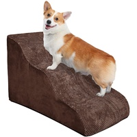 GONICVIN Hundetreppe,3 Stufen Haustiertreppe für kleine, mittelgroße Hunde und Katzen, rutschfeste, weiche Hundetreppe mit abnehmbarem, waschbarem Bezug, geeignet für Bett, Couch