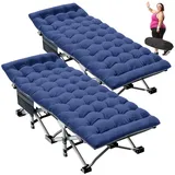 Meulbaty Klappbett Klappbar Feldbett, Stahlrahmen + Oxford-Stoff Liegefläche (2.3-3cm Matratze, 2-St) Leicht Relax Liege für Balkon, Garten, 190×71×36cm blau 36 cm