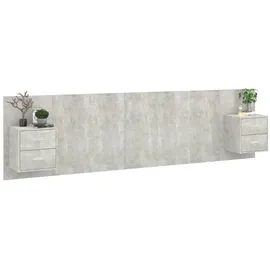 vidaXL Kopfteil mit Nachttischen Betongrau Holzwerkstoff