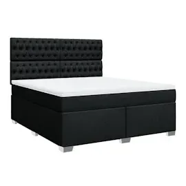 vidaXL Boxspringbett mit Matratze Schwarz 180x200 cm Stoff