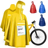 Premium Regenponcho Fahrrad wasserdicht SEHR GUT GETESTET - Regencape Fahrrad mit Reflektoren und Sichtfenster - Fahrrad Regenbekleidung als Regenponcho Damen wasserdicht, Regenponcho Herren - L