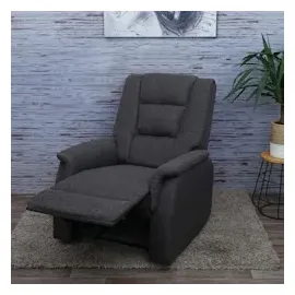 Mendler Fernsehsessel HWC-F23, Relaxsessel Liege Sessel, Stoff/Textil 102x79x96cm grau ohne Massage- und Wärmefunktion