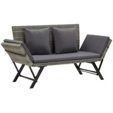 DOTMALL Gartenlounge-Bank 2-in-1 Tagesbett mit Auflagen,Poly-Rattan, Sitzmaße: 110 x 60 x 32 cm grau